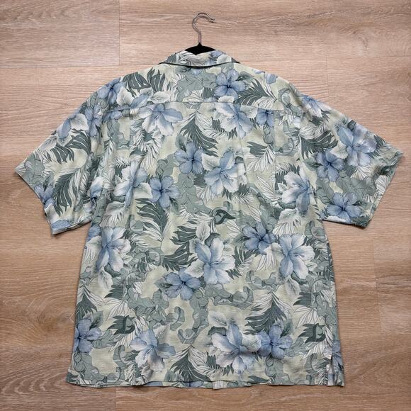 Tommy Bahama Silk Short Sleeve Pattern‎ Button Up Shirt Men’s M Color Blue/Green - Picture 4 of 4